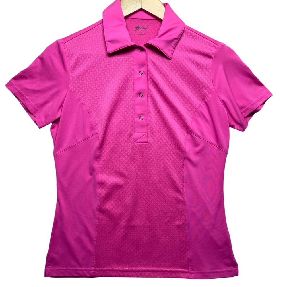 Swing Pink Golf Polo Shirt Short Sleeve Textured Retro Y2K Performance Small Med